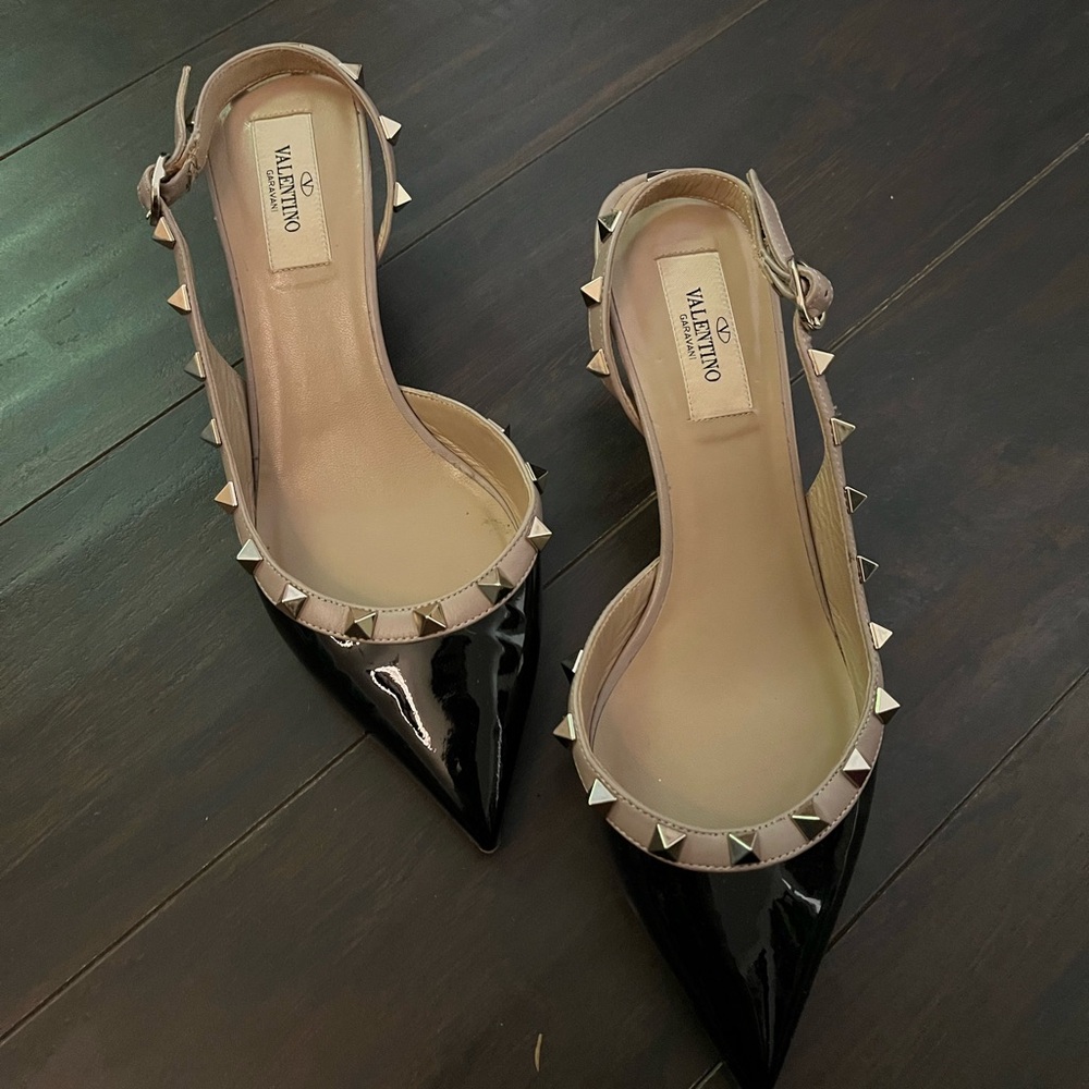 Valentino Black Patent Rockstud Heels